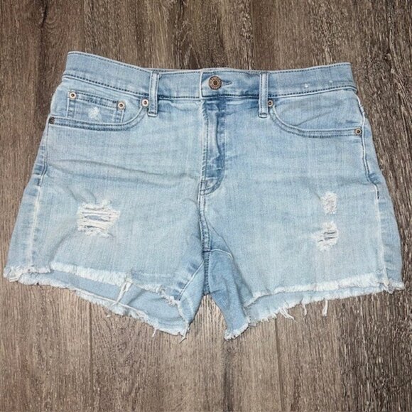 Calvin Klein Jeans Mid Length Distressed Raw Hem Shorts Blue Size 28 - Picture 1 of 4